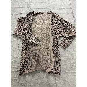 Apt. 9 Beige and Black Leopard Print Open-Front Cardigan